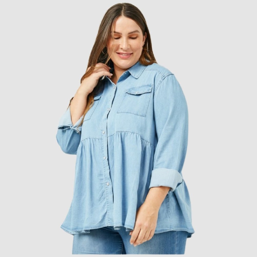 Curvy Chambray Button Down